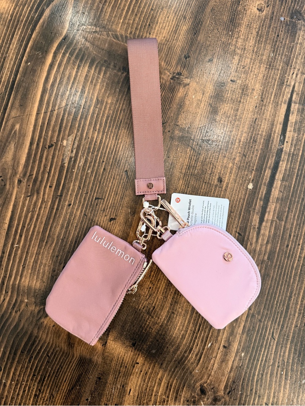 lululemon Dual Pouch Wristlet in Dusty Rose (Rose Gold Hardware)